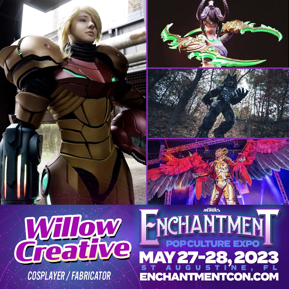 WillowCreativ's tweet photo. This weekend im coming to Enchantment Convention in St Augustine! I cant wait to see it 😍 what costumes should I bring? Fran, Cynthia, something else maybe? #cosplay #floridacosplay #convention https://t.co/TCBdhDKSne