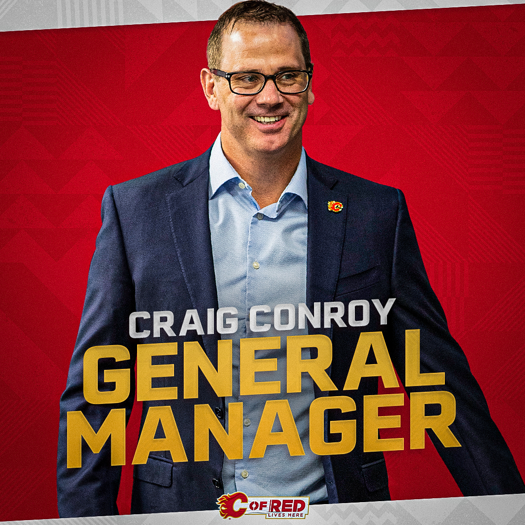 NHLFlames's tweet photo. CONNY!

Craig Conroy has been named the #Flames General Manager! In addition, Dave Nonis has joined the organization as the Senior Vice President of Hockey Operations and Assistant General Manager while title changes have been made for Chris Snow and Brad Pascall.