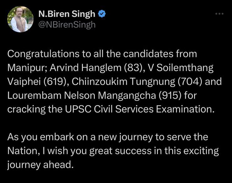 Zoukim27's tweet photo. Last I remember you and your people were trying to wipe away all the kuki people in Manipur terming us illegal immigrants and now when we’ve brought laurels to the state you claim the two kuki successful aspirants as yours?? Cut the crap!!@NBirenSingh https://t.co/g5HVNbnoll