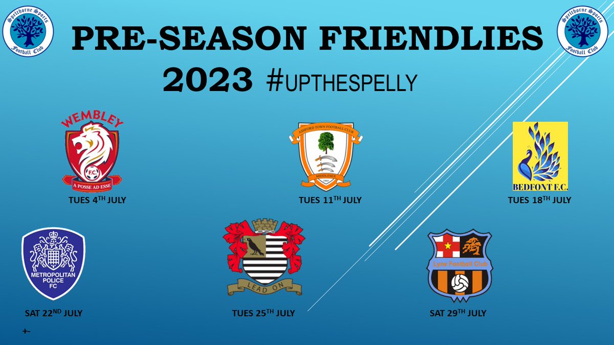 PSF ANNOUNCED -@WembleyFC , @ashfordtownmx , @BedfontFC , @MetPoliceFC , @molesey_fc , @lyne_fc