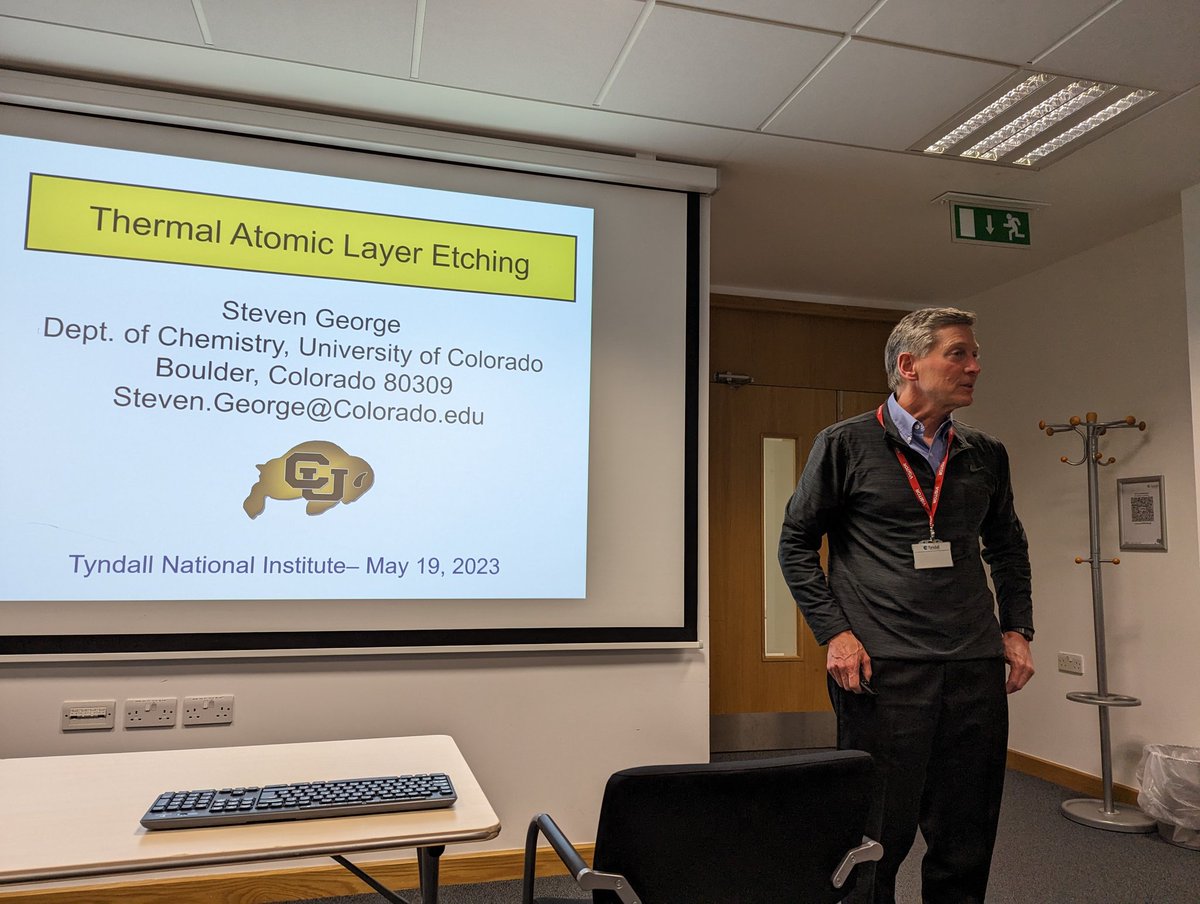 Mick__geek's tweet photo. We have been very lucky for the last week to have Steve George @GeorgeGroupCU visiting us @TyndallInstitut for two weeks.
Presentation on new advances and knowledge in #ALEtch and discussions on #ALDep and #MLDep https://t.co/HPkZ2uYA72