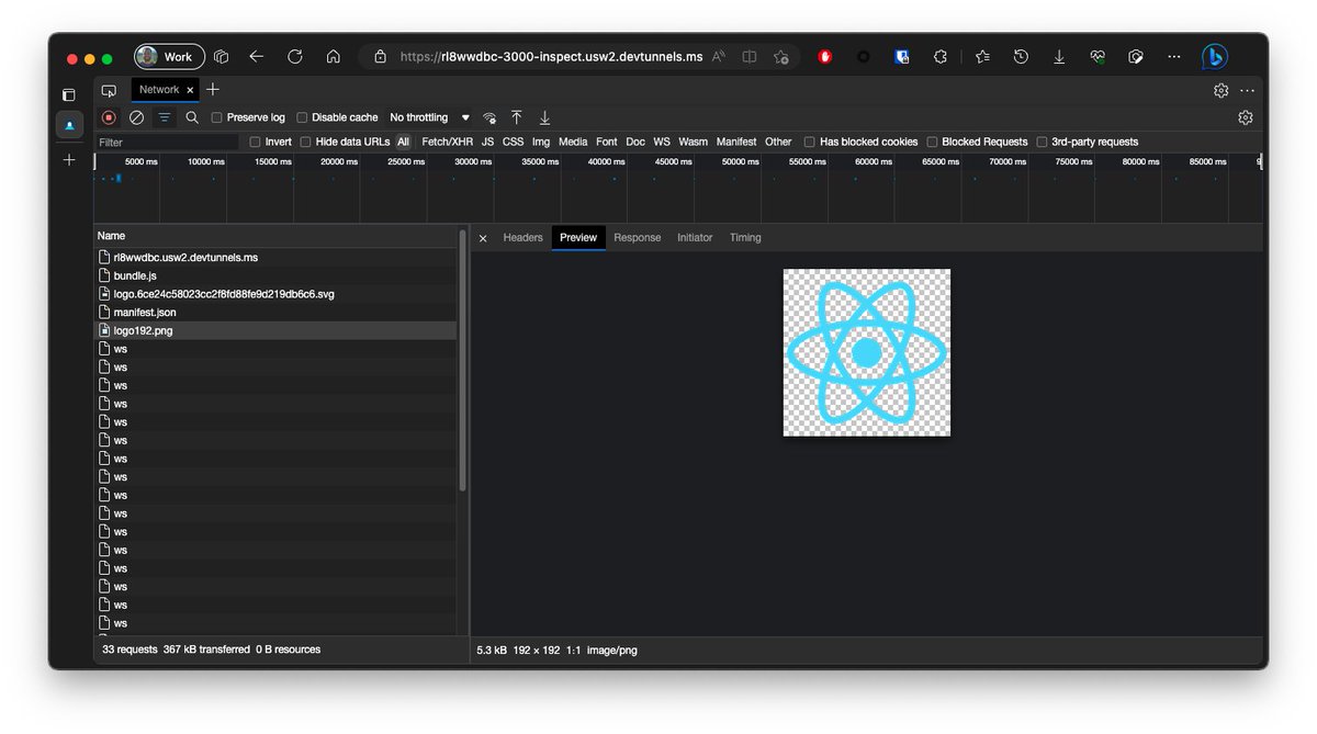 derekbekoe's tweet photo. @adampvalverde @troyhunt The Dev Tunnels service also allows inspection of tunnel traffic directly in browser DevTools. https://t.co/W7hwtnv139