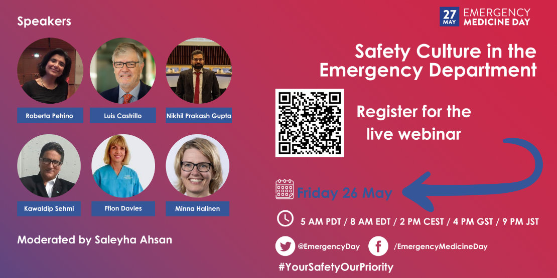 SIMEU_EM's tweet photo. #EMDay webinar
26 maggio, dalle ore 14:00
La cultura della sicurezza nei dipartimenti di #emergenza. Le possibili soluzioni.
Speaker rappresentanti di #WHO, #IAPO, #IFEM, #EUSEM e altri.
Per partecipare👉 https://t.co/M9Yc7LCiC2
#fieridivoi #fieridiMEU #MEU #medici #infermieri https://t.co/qbMrwfspIb