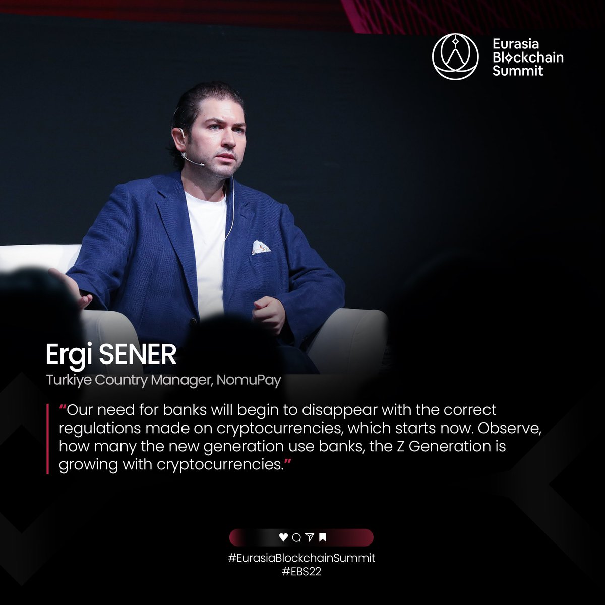 BlokchainSummit's tweet photo. @ergisener , Turkiye Country Manager of NomuPay, shared his valuable thoughts with us on the first day of #EBS22 !
#EurasiaBlockchainSummit #EBS22 #banks #blockchainconference https://t.co/gwgo1FPssq
