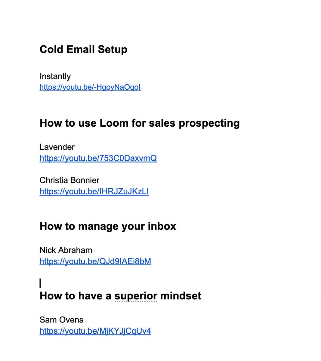 Want to get clients with cold email?

I curated 6 youtube videos to show you how:

-Build the system
-generate the sales calls
-manage your inbox
-have a bullet proof mindset

retweet and comment: inbox

and I'll DM you the links

*must be following