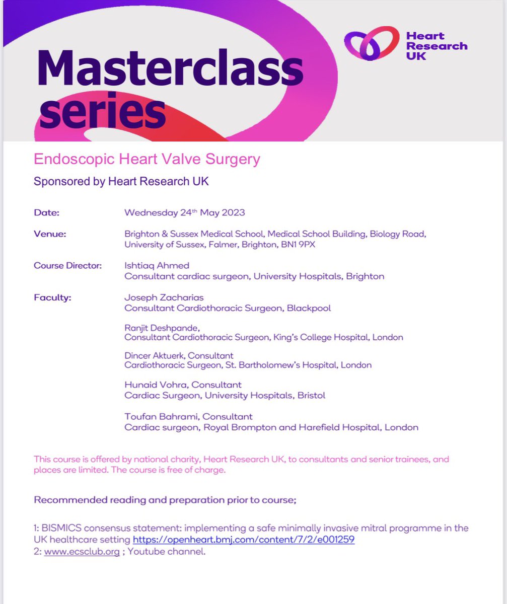 Looking forward to the second #BISMICS minimal access cardiac surgery workshop in Brighton tomorrow <a href="/BSMSMedSchool/">BSMS</a> Massive collaboration - I hope it all works out well. Thanks to all the sponsors  #hc21 #medtronic #stryker #emmat #ethicon #LSIsurgical and #heartresearchuk