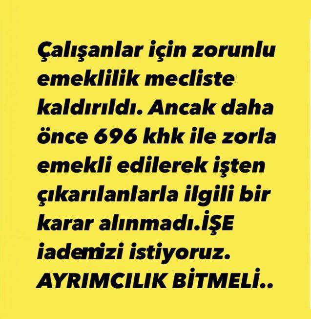 siv1010_a's tweet photo. #zorunluemeklilersandıkbaşında 696 KHK ile taşerondan kadroya geçen işçiler zorunlu emekli edilerek çalışma hakları ellerinden alındı 03.03.2023 te EYT İLE kaldırılan Zorunlu emeklik  bizi kapsamadı aylardır yazıyoruz  ülkede böyle sorunvar görün artık @RTErdogan @dbdevletbahceli https://t.co/QFDqaAiWcX
