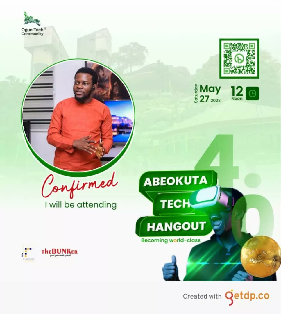 oguntech_'s tweet photo. We are closer to the most anticipated meetup in the region.
#ATH is not just an event, it is a #movement. Join the #movement by creating a personalized DP for the event here: https://t.co/0Mds27Usij
Register now: https://t.co/yimH2TWAn6
#Oguntechcommunity
#becomingworldclass https://t.co/JltWs9aTUw