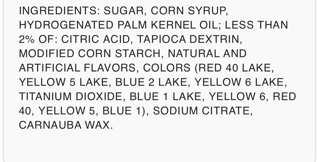 @the_transit_guy These are the garbage ingredients you are going to bat for. They are made of sugar, palm oil, corn byproducts and dyes.   Go look in your pantry and see how many of these ingredients are in your other food items.