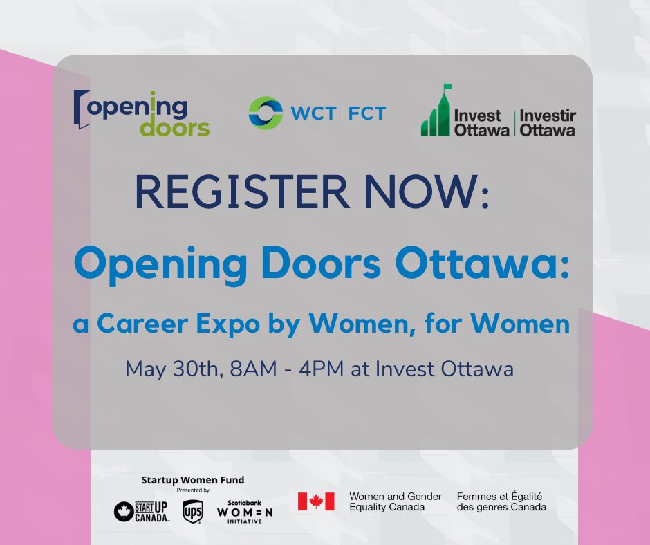 WCT-FCT (@wctfct) on Twitter photo Opening Doors Ottawa is only 1 WEEK away!
Follow this link to register, while you still have the chance: lnkd.in/gJqHPg82
This event is powered by Startup Canada and WAGE. We’d also like to thank our partner and event host, <a href="/Bayview_Yards/">Bayview Yards</a>, operated by <a href="/Invest_Ottawa/">Invest Ottawa</a> Opening Doors Ottawa is only 1 WEEK away!
Follow this link to register, while you still have the chance: lnkd.in/gJqHPg82
This event is powered by Startup Canada and WAGE. We’d also like to thank our partner and event host, <a href="/Bayview_Yards/">Bayview Yards</a>, operated by <a href="/Invest_Ottawa/">Invest Ottawa</a>