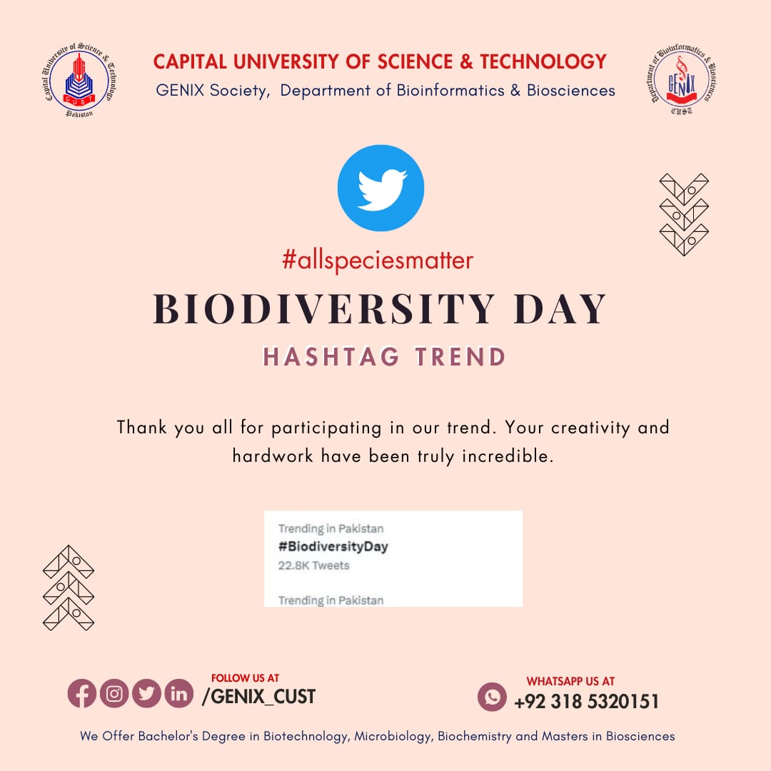 Genix_cust's tweet photo. Genix Society, Department of Bioinformatics &amp;Biosciences is thankful to all the participants of biodiversity day. #allspeciesmatter 
#genixcust #genixsociety #Capitaluniversity https://t.co/5shpfzOsAW
