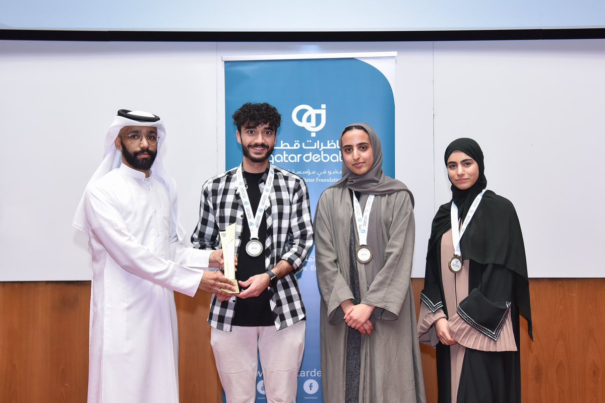 QatarDebate's tweet photo. نتائج دوري الجامعات باللغة العربية:
🥇 فريق جامعة جورجتاون - 1
🥈 فريق جامعة تكساس إي أند أم - 2 🥉 فريق جامعة قطر - 2

🏆 بطل البطولة الوطنية للعام ٢٠٢٢-٢٠٢٣
فريق جامعة قطر -2

#مناظرات_قطر 
#QUDL https://t.co/1Ub9V2mRBK