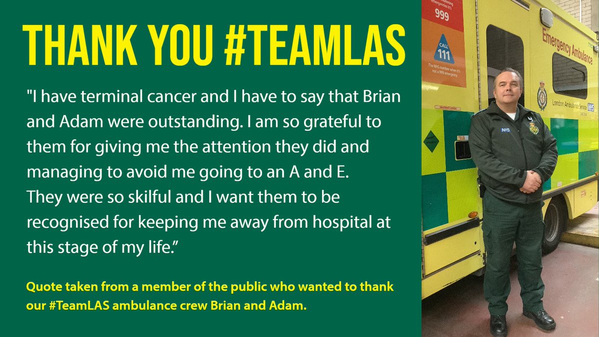 This #ThankYouTuesday we want to share a shout out for Brian (pictured below) and his crewmate Adam.

A patient thanked them for their incredible care and compassion, after they visited him when he was in excruciating pain due to having advanced cancer (1/2) 🔽