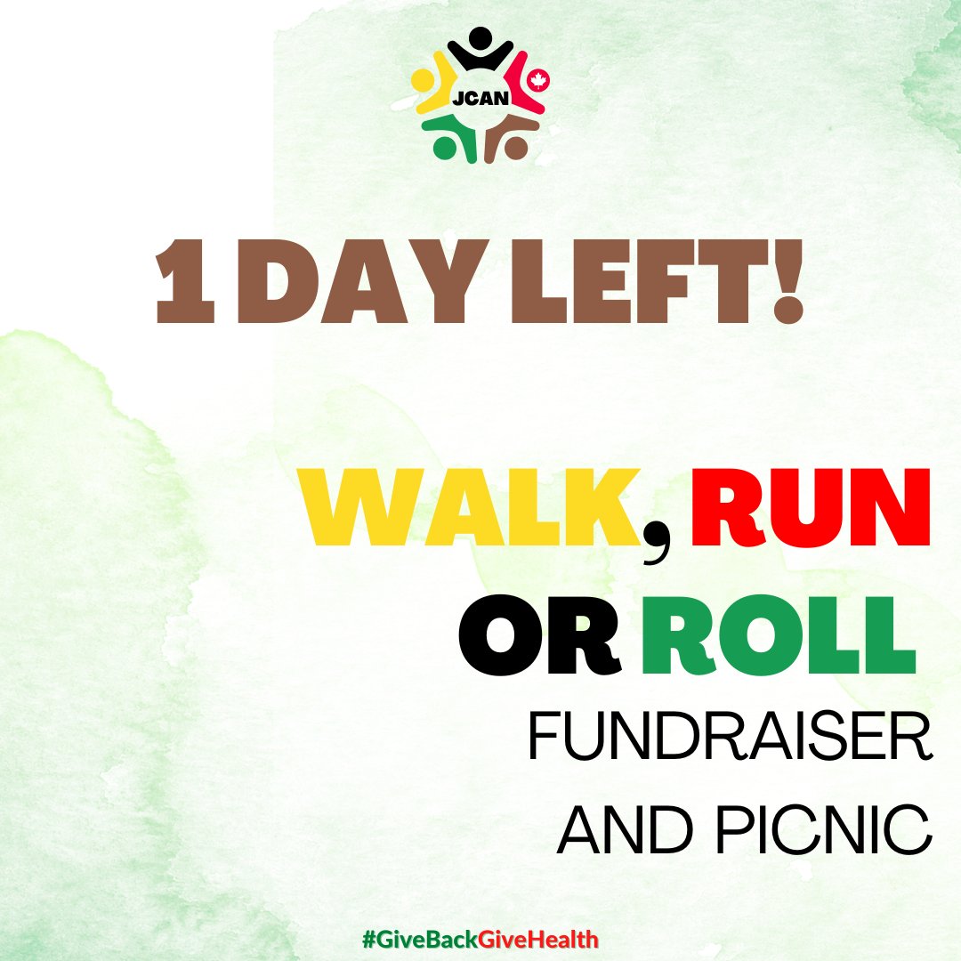 JCANTweets's tweet photo. Tomorrow is our Walk, Run or Roll event!
Come join us for a day of fun activities! ☀💚

#GiveBackGiveHealth #JCAN #charity #fundraiser
#blackseniorshealth #supportblackhealth #blackseniors #walkathon #walkrunroll #picnic #charitycanadaevents #causevoxcampaign #donate https://t.co/ju4xXkgxYd