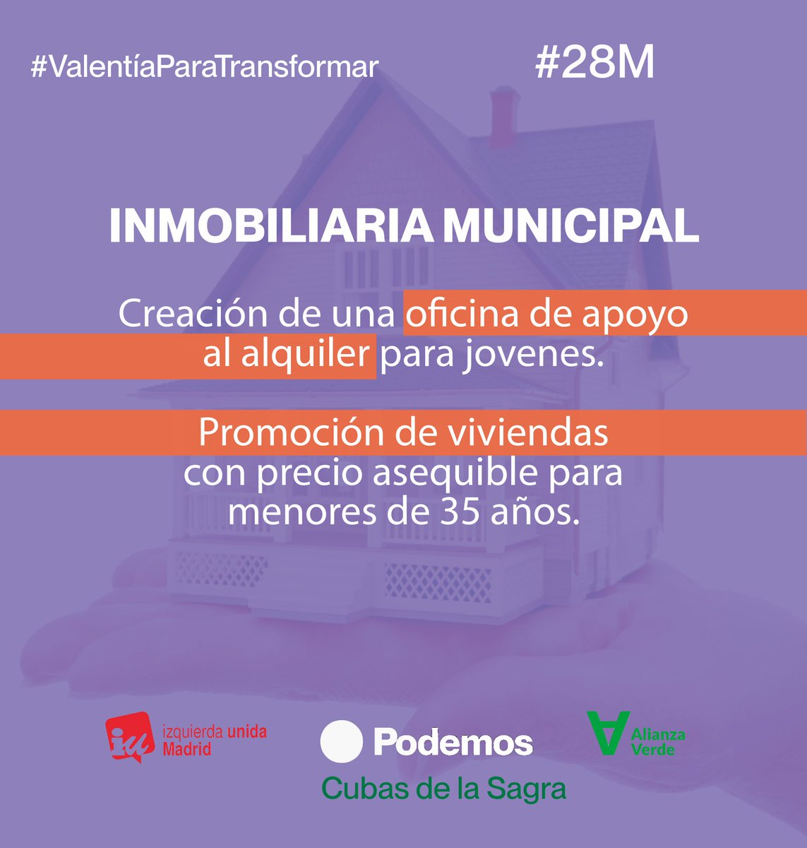 podemoscubassg's tweet photo. Queremos que nuestros hijos se queden en Cubas y para ello crearemos una inmobiliaria pública que facilite la compra y el alquiler.
#valentiaparatransformar 
#CubasDeLaSagra https://t.co/DUCWxoVdKX