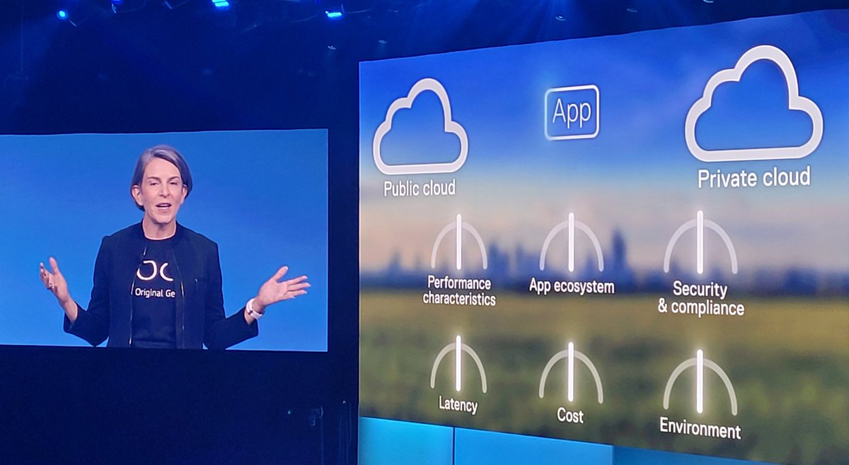 "Optimize the multicloud environment with a workload-centric approach," said <a href="/jenfelch/">Jen Felch</a> on #DellTechWorld mainstage. Specific workload factors dictate the protocol for where ti place them. <a href="/DellTechPartner/">Dell Technologies Partners</a> #Iwork4Dell