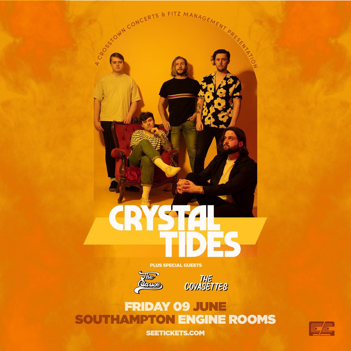 Very excited to be joining our pals @crystaltidesband for their huge Southampton show on 9th June!!

🎟️: thecovasettes.com/shows