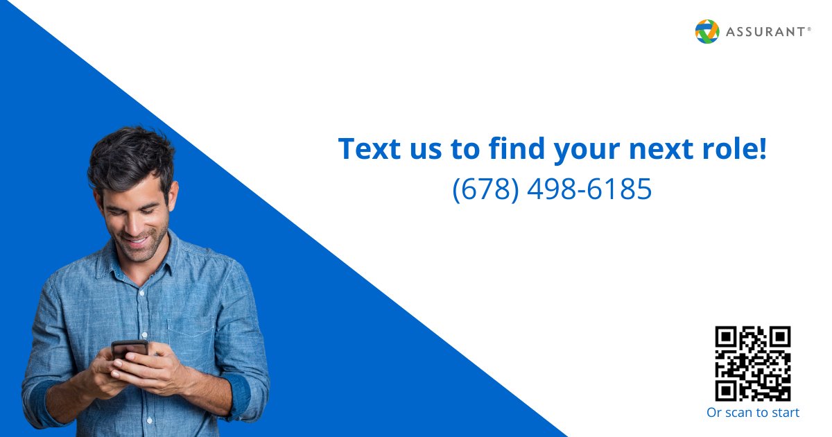 Explore Assurant opportunities just by sending a text! Send 'Jobs' to (678) 498-6185, and our chatbot will do all the work for you.
#LifeAtAssurant #TeamAssurant