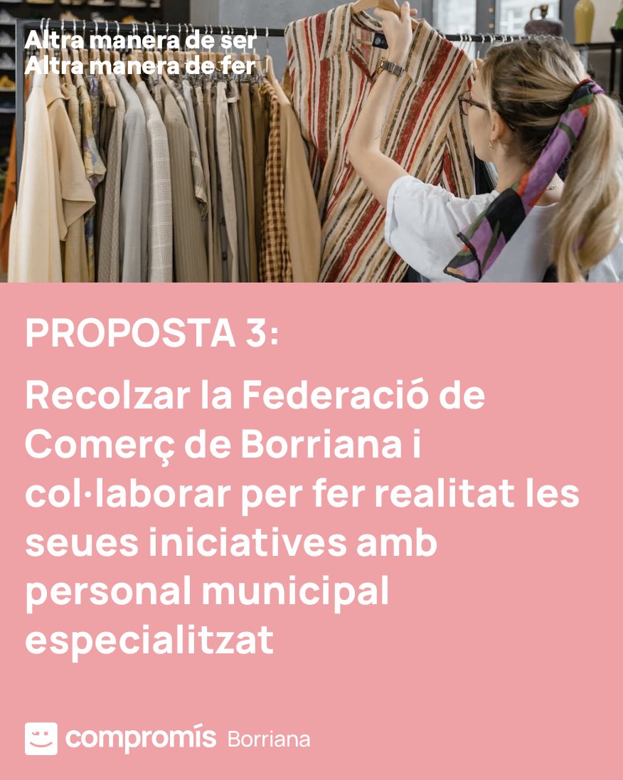 CBorriana's tweet photo. 🟠 Propostes TOP del nostre programa: COMERÇ

👉Teniu l’enllaç al programa complet en el nostre perfil 👤

#altramaneradeser
#altramaneradefer https://t.co/qXeCWbdve3