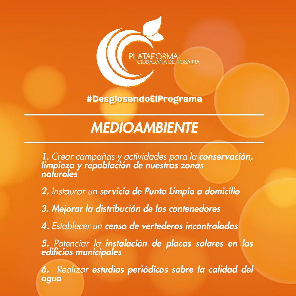 PlataTobarra's tweet photo. 🟠 Medioambiente 🟠
Hoy os dejamos nuestras propuestas en cuanto al cuidado de nuestro medio natural. Dejar claro que nuestro programa no es cerrado y siempre estamos dispuestos a tener en cuenta el resto de propuestas y demandas de las gente
#UnNuevoCamino
#PlataformaTobarra2023 https://t.co/X1RddaCLlG