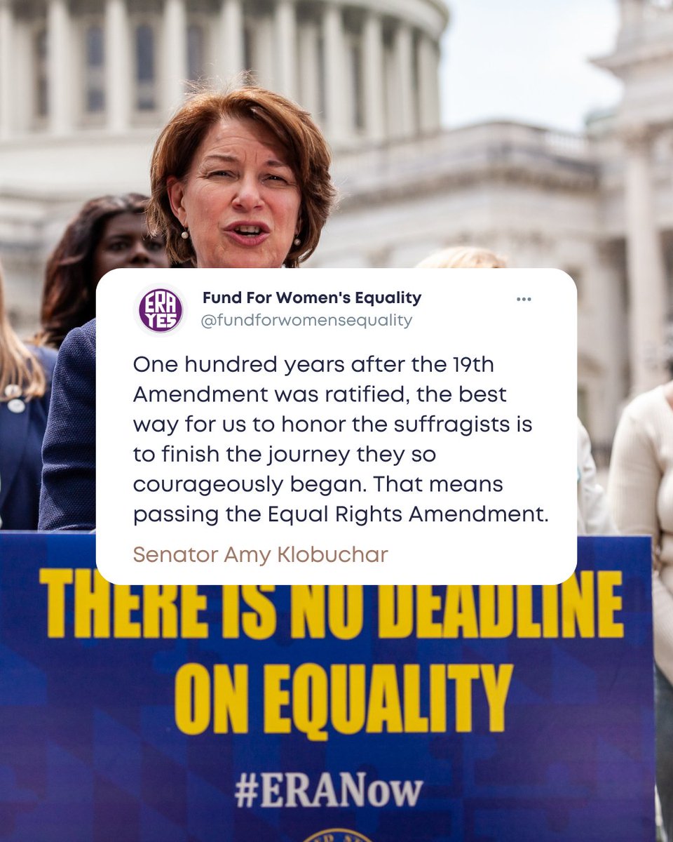 Yesssss! We are so hopeful for the future of the ERA being enshrined in the Constitution and we KNOW we can collectively come together to make it happen.

#EqualFuture #WomensEquality #GenderEquality #EqualRights #EqualityForAll #fundforwomensequality