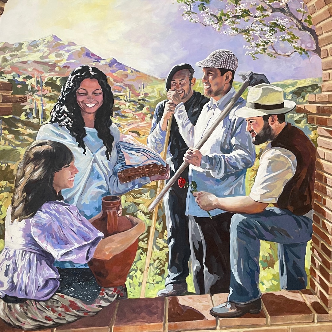 Este mural está en el comedor del #hostaldomusviatoris en #sahagún , un lugar maravilloso y acogedor para quien recorre el #caminodesantiago . En #bicigrino hemos hecho de este lugar nuestra casa y como tal así nos sentimos cuando vamos a este lugar.