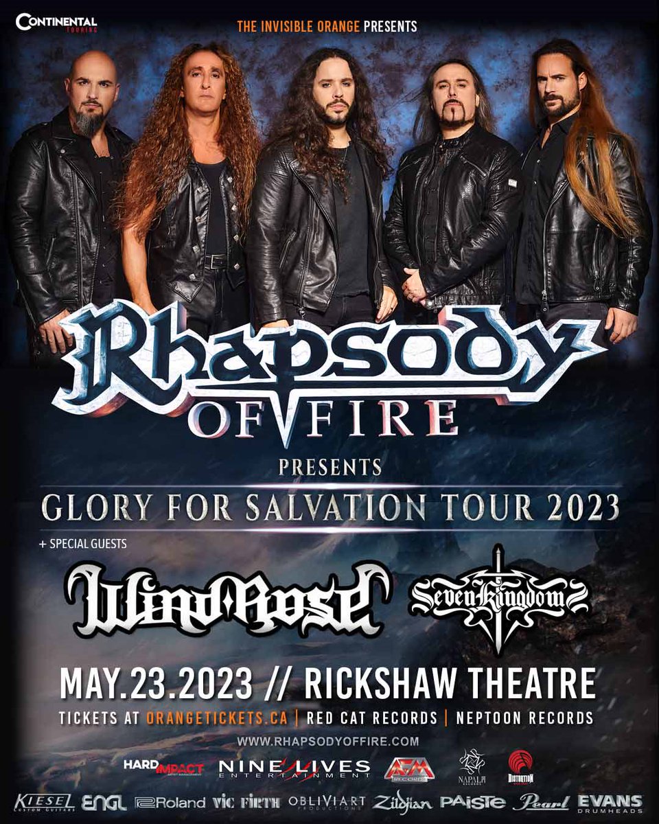 Rickshaw Theatre (@rickshawtheatre) on Twitter photo 🔥TONIGHT🔥
Italian symphonic power metal titans <a href="/_rhapsodyoffire/">Rhapsody Of Fire</a> bring their 'Glory For Salvation' tour to The Rickshaw with guests <a href="/windroseband/">Wind Rose</a> and <a href="/7KSKOfficial/">Seven Kingdoms</a>! 🔥🤘
DOORS: 7:00pm ⏰
TIX: bit.ly/40dmQ9U
RSVP: bit.ly/3Lz0RWS
Presented by <a href="/InvisiblOrange/">The Invisible Orange</a> 🔥TONIGHT🔥
Italian symphonic power metal titans <a href="/_rhapsodyoffire/">Rhapsody Of Fire</a> bring their 'Glory For Salvation' tour to The Rickshaw with guests <a href="/windroseband/">Wind Rose</a> and <a href="/7KSKOfficial/">Seven Kingdoms</a>! 🔥🤘
DOORS: 7:00pm ⏰
TIX: bit.ly/40dmQ9U
RSVP: bit.ly/3Lz0RWS
Presented by <a href="/InvisiblOrange/">The Invisible Orange</a>