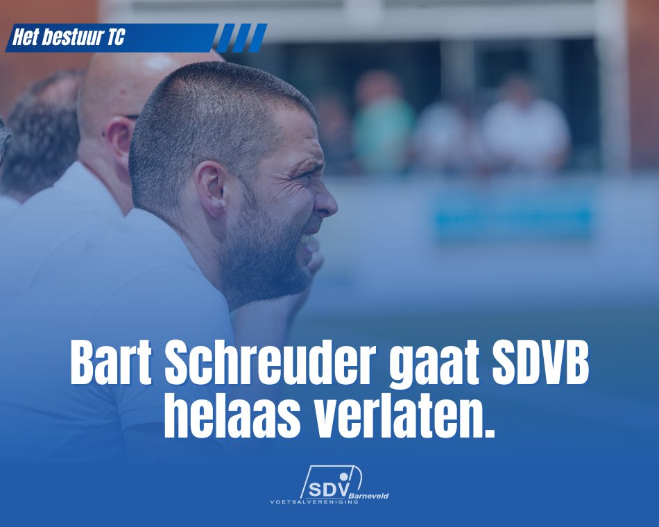 Bart Schreuder gaat SDVB helaas verlaten. Bart krijgt de kans om samen met zijn broer Alfred een buitenlandse club te gaan trainen. 
Meer info via: sdvb.nl/bart-schreuder…