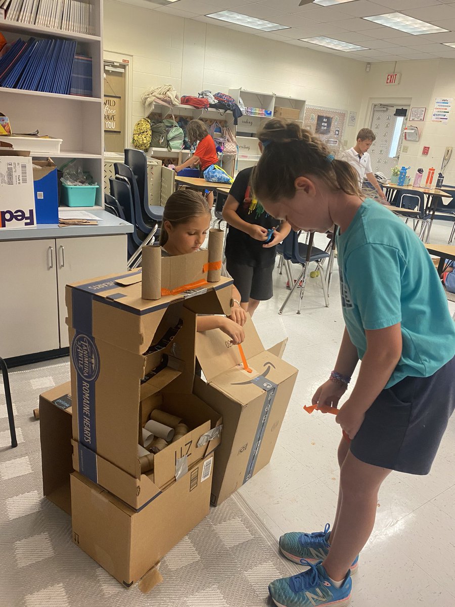 Day 1 of creating our cardboard arcade! So much creativity and collaboration between these 4th graders. We can’t wait to have our first graders come play! <a href="/LPEPanthers/">Lake Park Elementary</a>