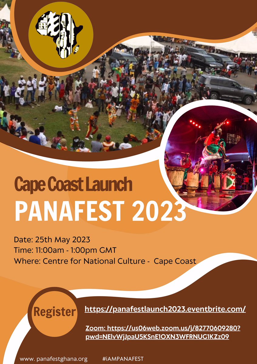 Get ready to join us celebrate Africa's rich cultural heritage at the PANAFEST launch in Cape Coast on the 25th of May, 2023.

Click here: panafestlaunch2023.eventbrite.com to register.

#panafestghana 

Ts: Kumawu, Afronita, Nana Ama McBrown, The NPP