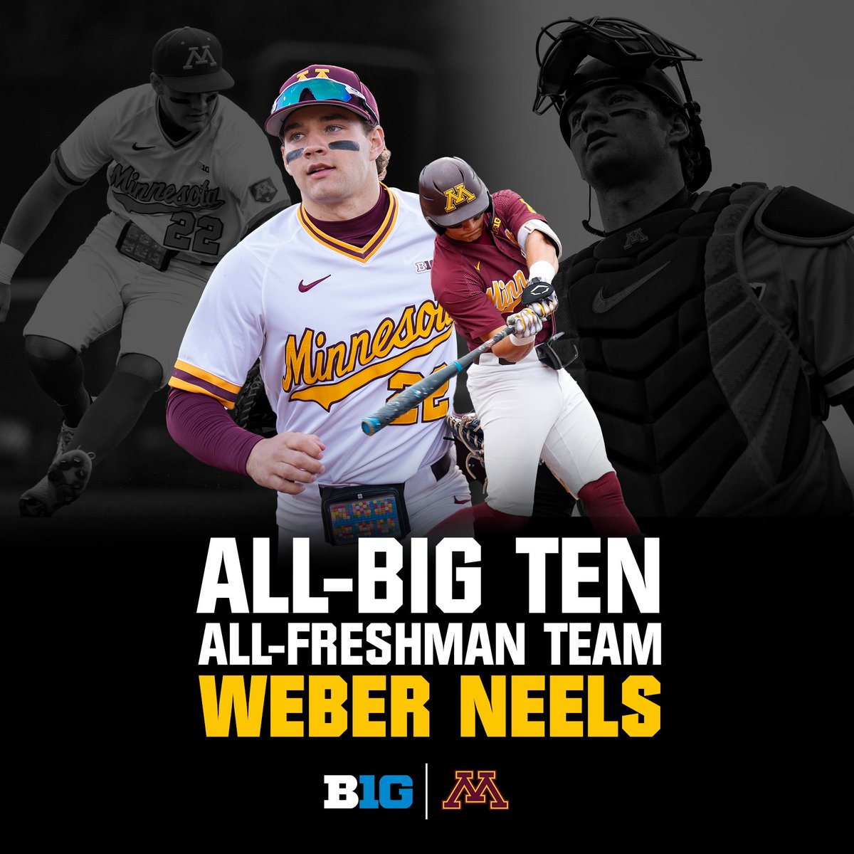 Minnesota Baseball (@gopherbaseball) on Twitter photo ππ’π  πππ§ ππ₯π₯-π
π«ππ¬π‘π¦ππ§ ππππ¦ π
First baseman/catcher Weber Neels had a big time debut in Dinkytown!
-Hit .274 with seven home runs (second on Minnesota).
-Drove in 24 RBI (third)
-Led the team in slugging percentage (.452).
z.umn.edu/AllB1GBB ππ’π  πππ§ ππ₯π₯-π
π«ππ¬π‘π¦ππ§ ππππ¦ π
First baseman/catcher Weber Neels had a big time debut in Dinkytown!
-Hit .274 with seven home runs (second on Minnesota).
-Drove in 24 RBI (third)
-Led the team in slugging percentage (.452).
z.umn.edu/AllB1GBB