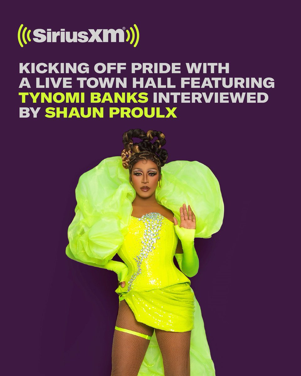International drag superstar @TynomiBanks is special guest June 1st as SiriusXM Canada (@SXMCanadaTalks) kicks off Pride Month celebrations*. I’ll host a live Town Hall for SiriusXM staff, and can’t wait to spend time with the drag legend, discussing her remarkable career...