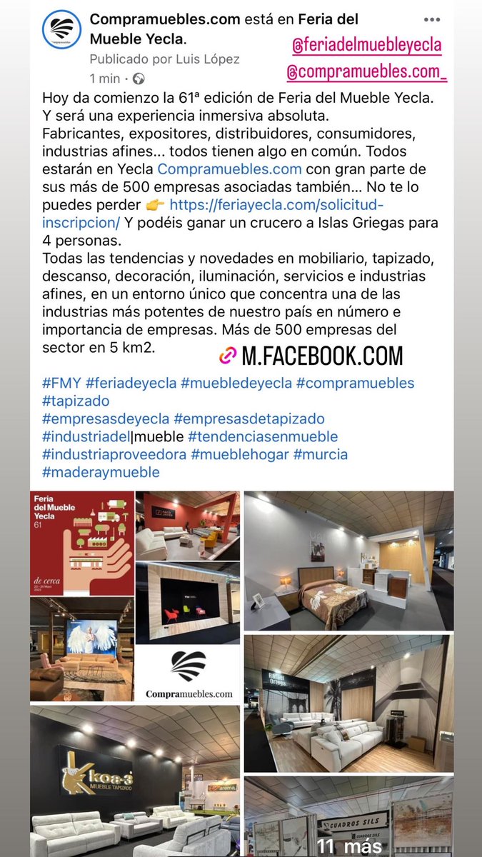 Compramuebles1's tweet photo. 👏 La 61 edición de la FMY ha sido inaugurada esta mañana. Expositores, distribuidores, consumidores, industrias afines... todos tienen algo en común. Todos están en Yecla. https://t.co/6puNzTqspJ recomienda esta magnífica feria. https://t.co/4ysgaeiRsS