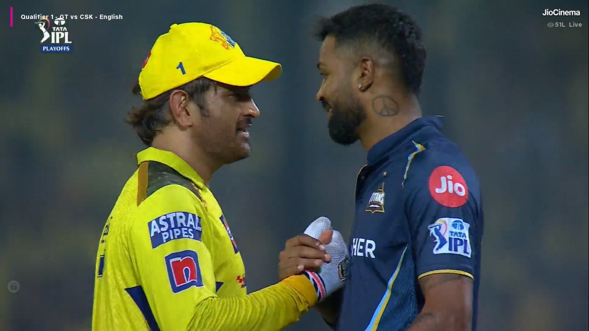 Highest peak viewership for IPL 2023 on JioCinema:

CSK Vs GT - 2.5cr.
CSK vs RCB - 2.4cr.
RCB vs GT - 2.2cr.
CSK vs RR - 2.2cr.

- CSK the brand!