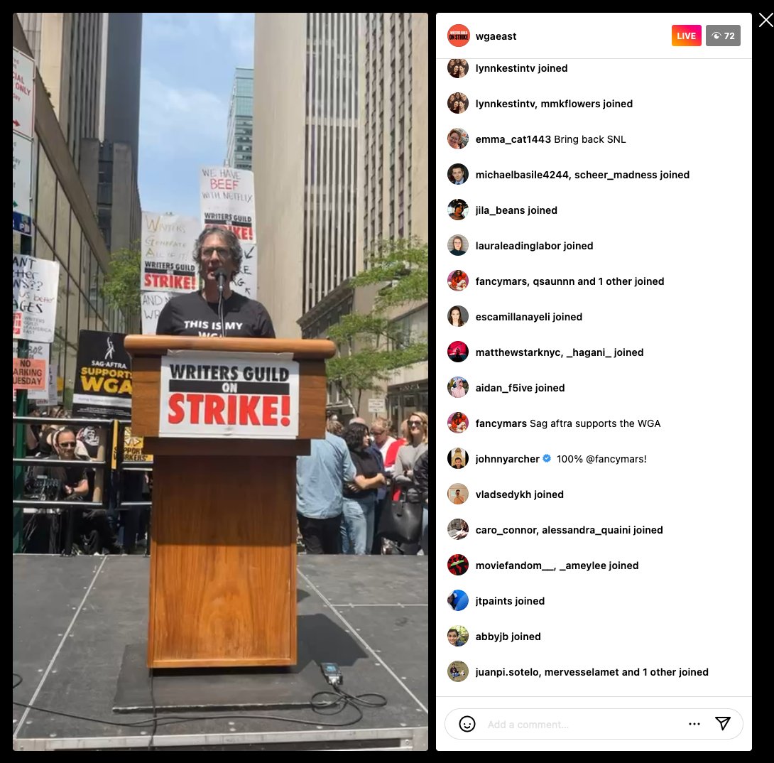 I couldn't make it into Manhattan today for the #RallyattheRock, but I joined via IG Live. 
Thank you to whoever was holding the camera from @WGAEast!!