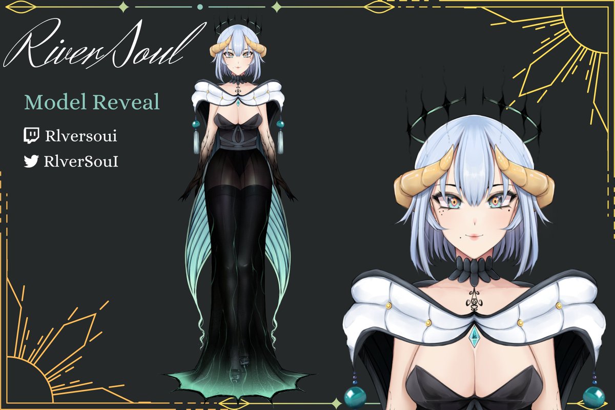 RiverSoul_VT's tweet photo. ✨FULL MODEL DESIGN REVEAL ✨

Meet RiverSoul a very fine and tall Lady.

Let your Soul ride her boat in exchange of gold.🪙

The model has amazing parents who are working hard on it ! 💙

🖌️Art/Design : @SAEPIKART
✂️Rig : @kashunotori 

#Vtuber #ENVtuber #VTuberUprising https://t.co/eDHEW1rAcq