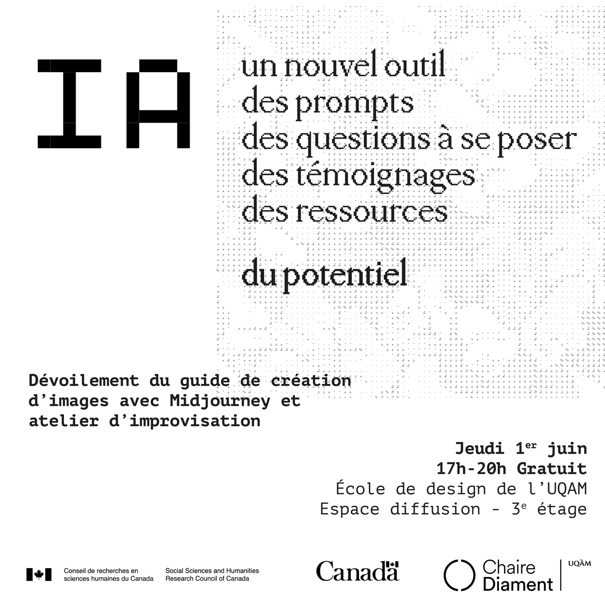 Découvrez l’art et la technique du prompt et apprenez les meilleurs trucs et astuces pour un usage créatif et pertinent des outils d’intelligence artificielle générative en design. 
Jeudi 1er juin à 17h00 <a href="/ecoledesignuqam/">École de design de l'UQAM</a> => diament.uqam.ca/devoilement-gu…