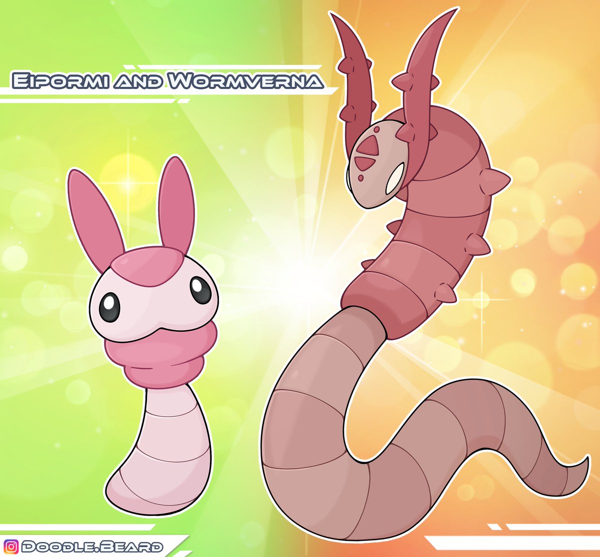 Say hi to Eipormi and Wormverna, Bug/Ground Type Pokemon. #pokemon #fakemon #worm