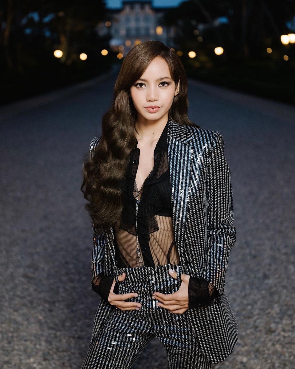WORLDMUSICAWARD's tweet photo. #Celine Global Ambassador #Lisa looks so stylish, rocking a sheer black blouse, a grey pinstriped trouser suit & zipped Joan boots, all from the Fall/winter 2023 collection, on her way to the #Celine private dinner at the #HotelduCap in #Cannes...📸✨🌟🇫🇷👑💛

#celinebyhedislimane
#celinecannes
#cannes2023
#blackpink
@BLACKPINK