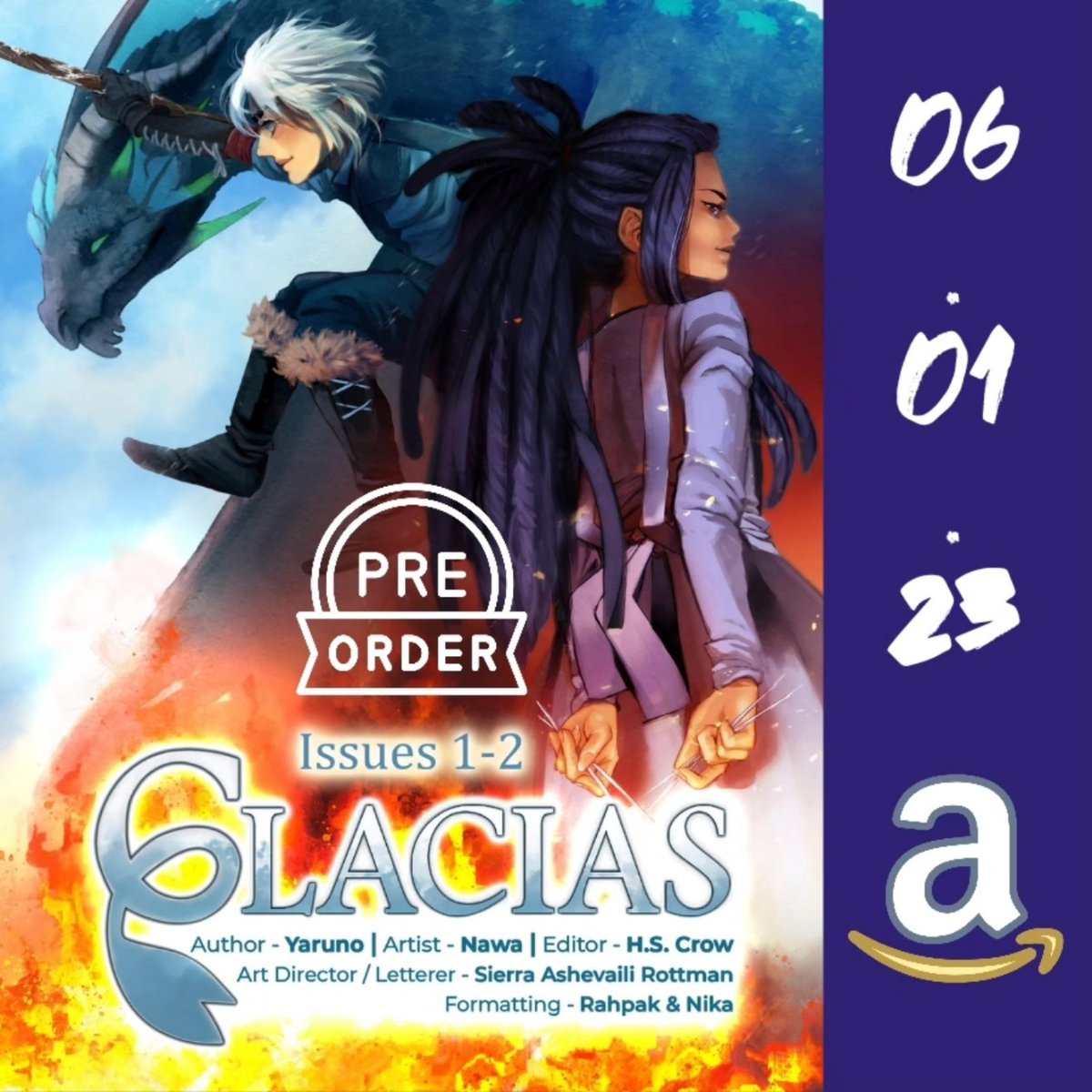 Otherworldsinc's tweet photo. Revisit the dream of Juka in his dragon filled quest to achieve  Glacias. ❄️

 Pre-orders debut in 3 days! 

(Glacias Issue 1-2 releases on)

✨️06.01.2023 ✨️

#glacias #wof #dragon #WEBTOON #readingcommunity https://t.co/IUv3GlasvT