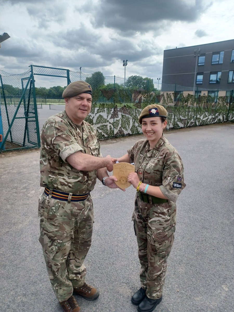 Congratulations to Cadet Grady for being awarded the 'Cadet of the month' award for May. Hard work and commitment pay off, and doe's get noticed. WELL DONE 👏 @Brakenhale @GreenshawTrust @CCFcadets