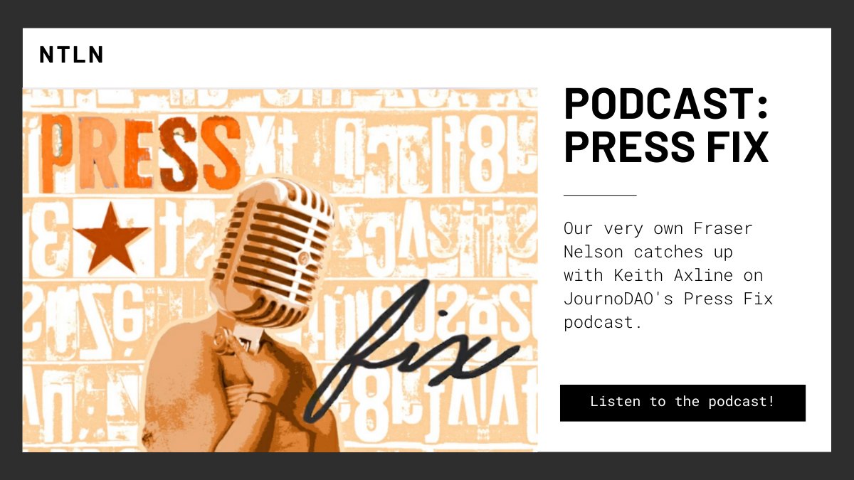 ICYMI: Check out this interview with our own <a href="/FraserSLC/">Fraser Nelson</a> on <a href="/JournoDao/">JournoDAO</a>'s Press Fix Podcast with Keith Axline. journodao.podbean.com/e/press-fix-po… #localnews #communitynews