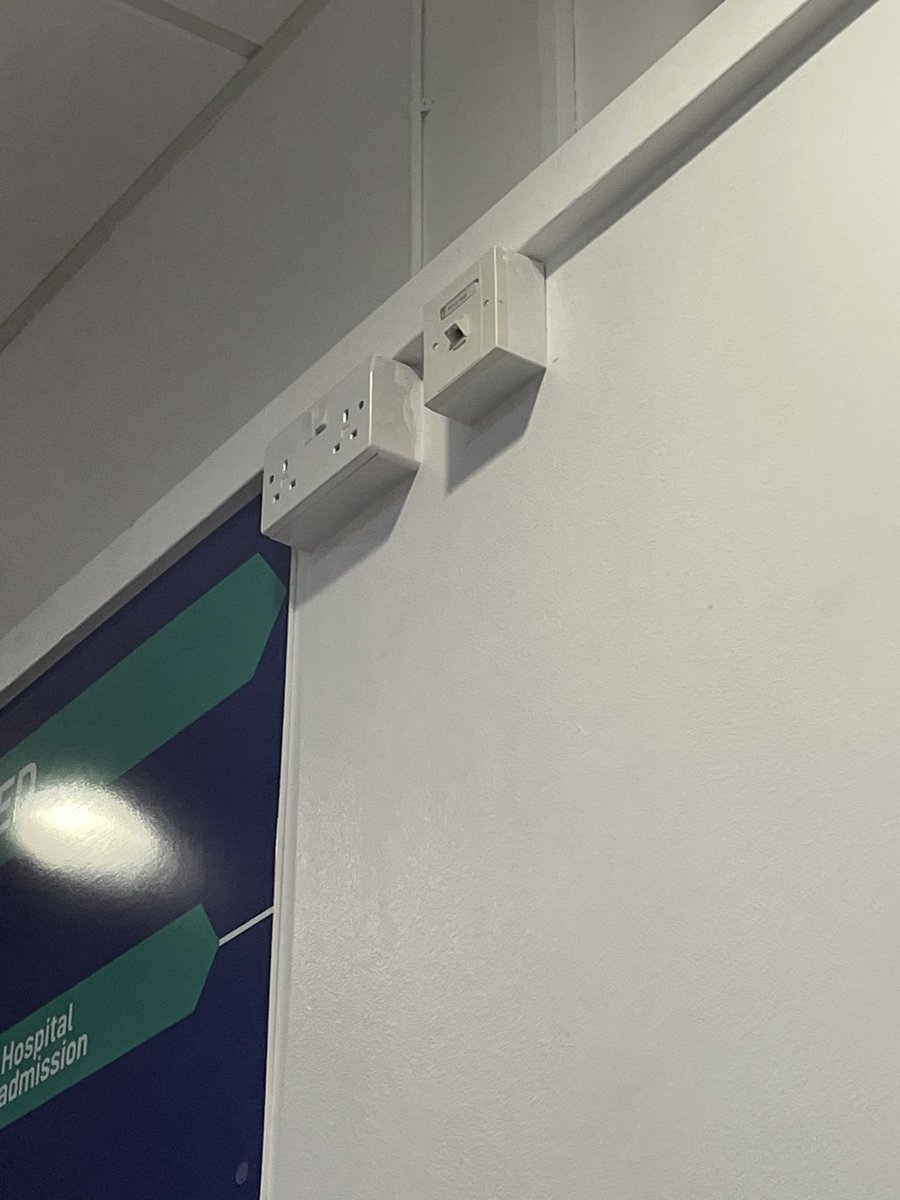 opinionatedobv's tweet photo. @DrNShenker This is where the only chargers were in A&amp;E waiting room in what appeared to be a refurbished hospital. No thought that patients need battery to communicate with worried relatives or entertain/distract themselves. Just feels cruel https://t.co/86J7Rqubq9