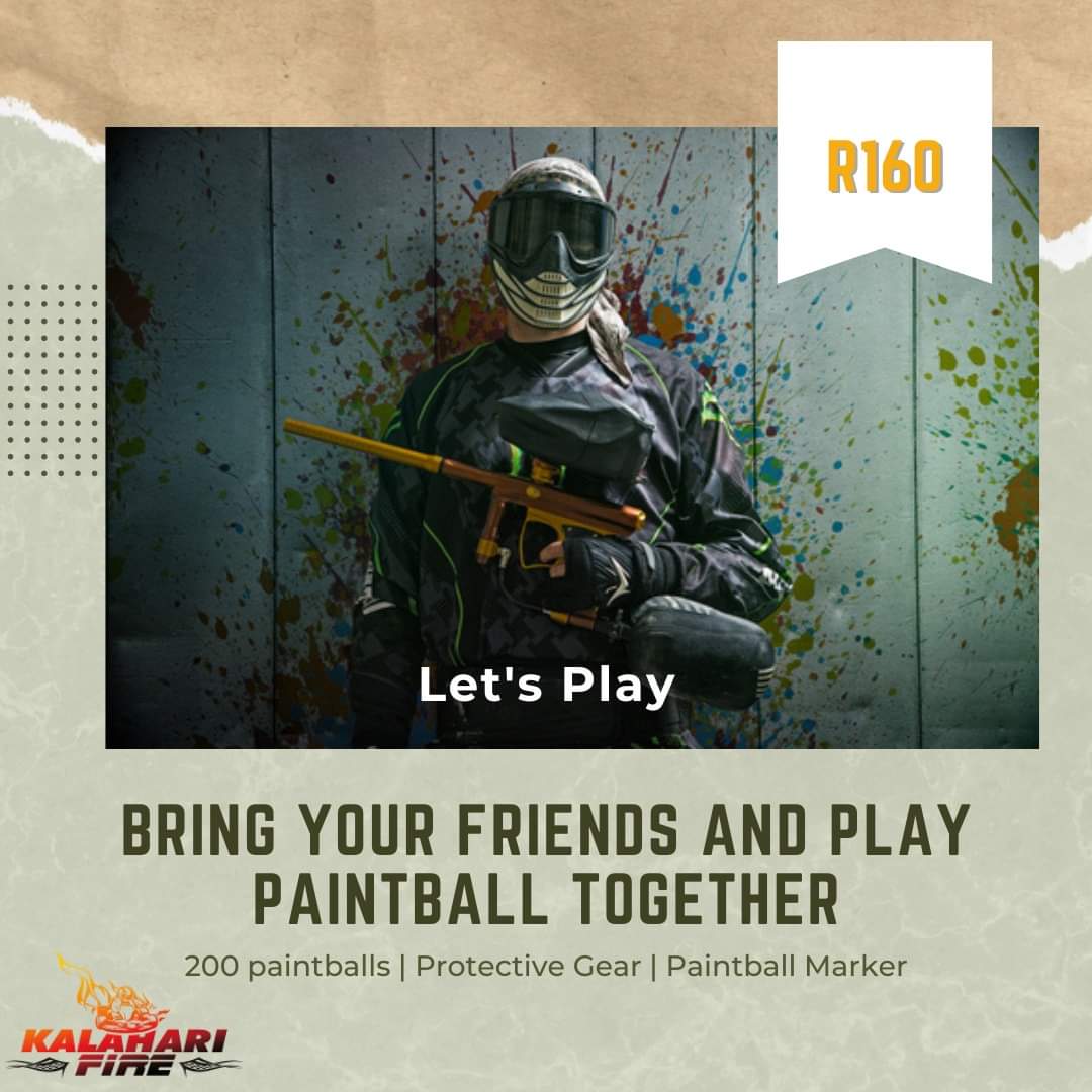 KalahariFire's tweet photo. Gear up and unleash your inner warrior at Kalahari Fire's epic paintball games along TM Tlhabane Road on May 27th! Get ready for adrenaline-pumping action and colorful chaos. Let the battle begin! π₯π¨ #KalahariFirePaintball #KFAdventureZone #BringOnTheBattle https://t.co/BJFHte4iG1