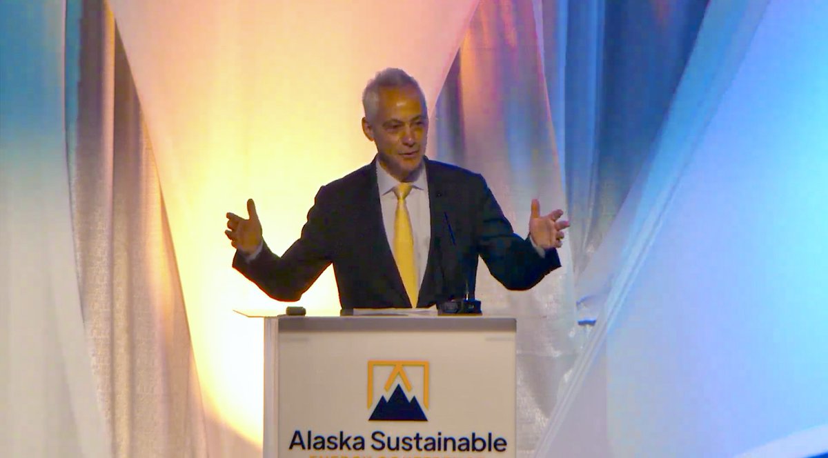 Rahm Emanuel is speaking right now at a conference on Alaska LNG, where Biden officials are teaming up with Republicans to pitch a 800-mile gas pipeline and export terminal that has struggled to attract investors.