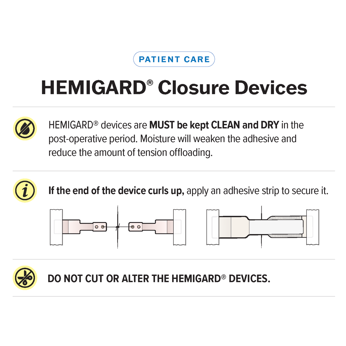 Questions from your patients on how they should take care of HEMIGARD devices? Direct them to our newly revised wound care sheet at suturegard.com/Wound-Care-She…. Use HEMIGARD to offload stress from even your highest tension closures. #hemigard #mohs #footandanklesurgery