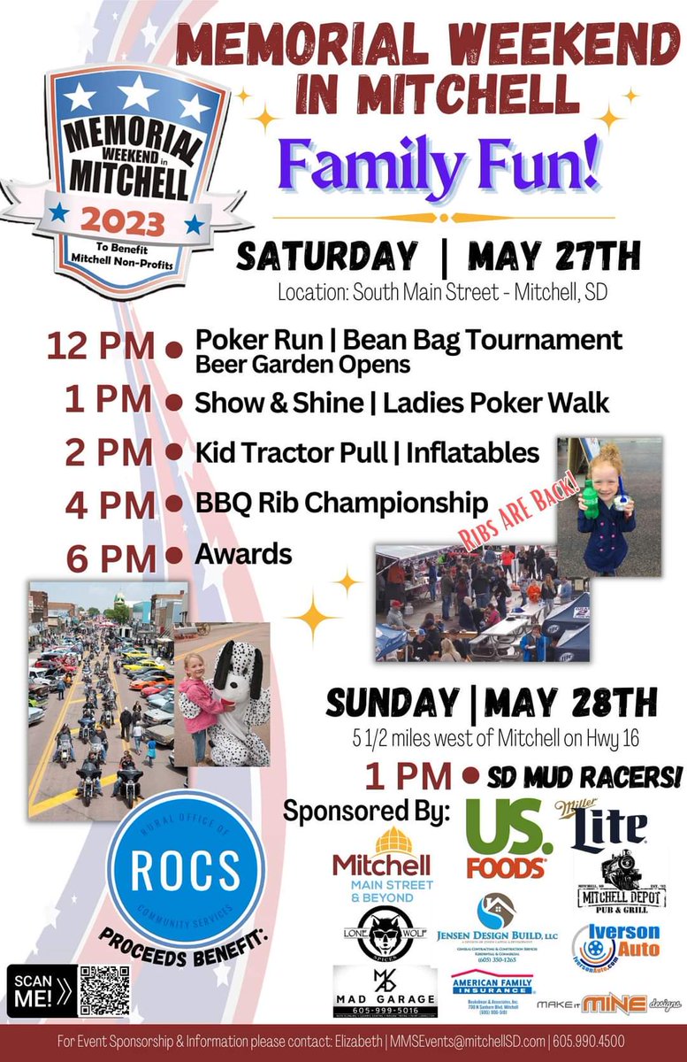 #PokerRun #BBQRibChampionship #ShowAndShine #KidTractorPull #Inflatables #BeerGarden #SDMudRaces