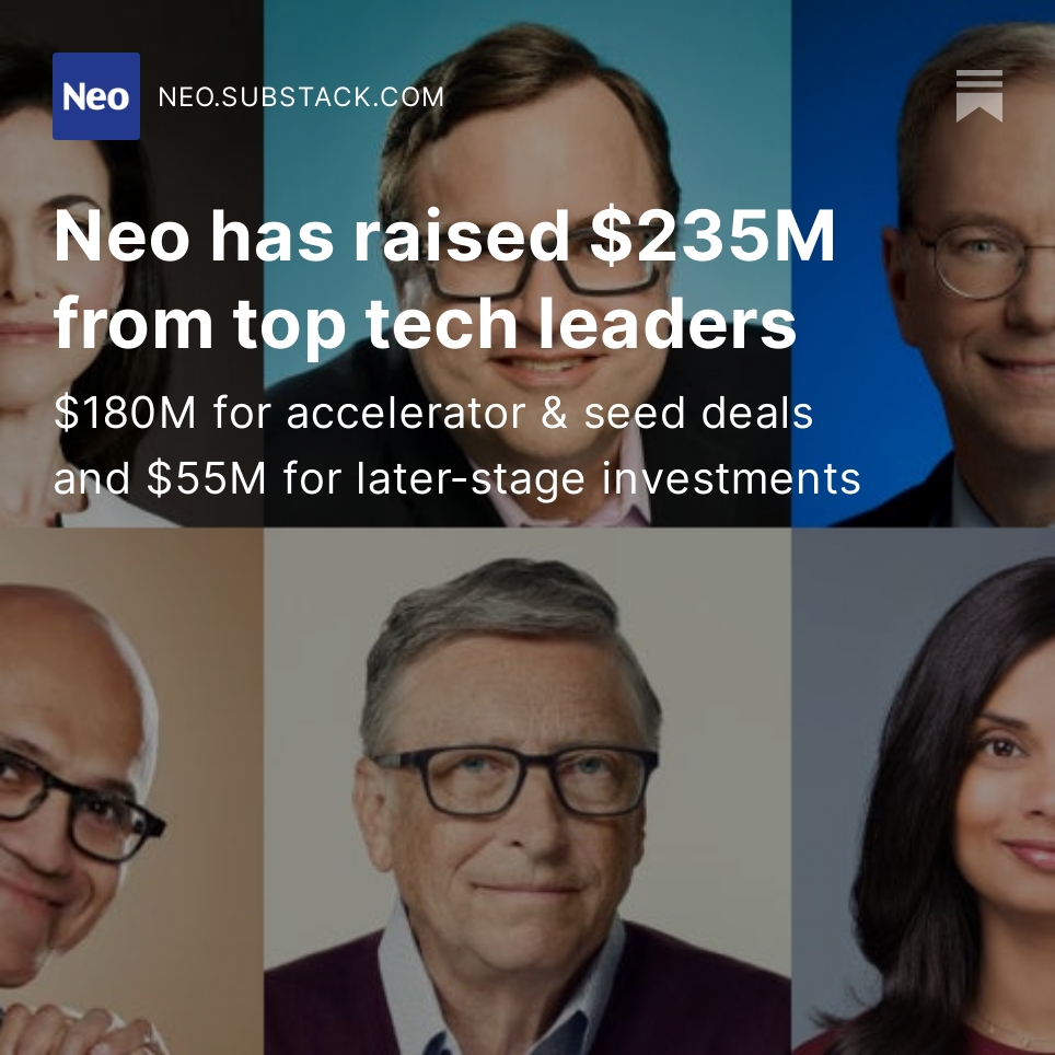 We've raised $235 million in new funds from top tech leaders. /1

open.substack.com/pub/neo/p/neo-…