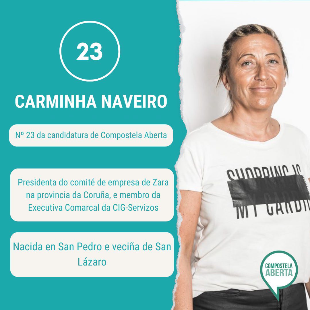 compostelaberta's tweet photo. 🗳️ 23 de maio, número 23 da candidatura de Compostela Aberta: Carminha Naveiro.

#FalemosDoQueImporta
#PoloQueImporta https://t.co/YDBs4ViNh1