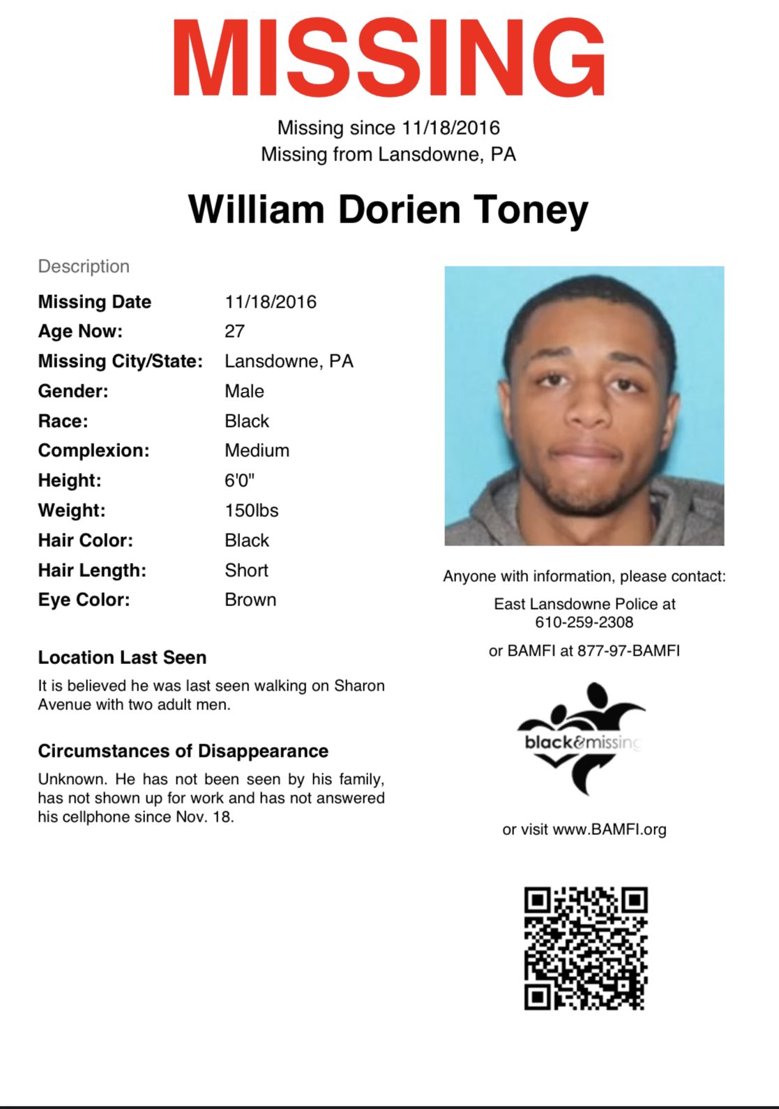 Lucy on Twitter: "RT @BAM_FI: Lansdowne, PA: 27 y/o William Toney is